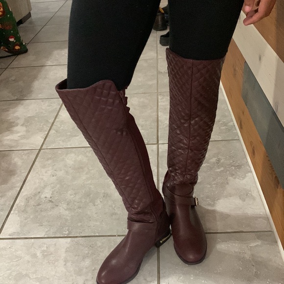Just fab flat boots burgundy size 7 - Picture 2 of 5